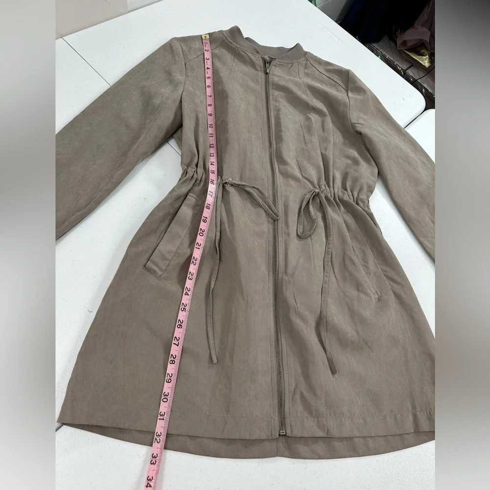 BE COOL Longline Cinched Waist Zip Front Utility Jacket Lightweight Casual M
